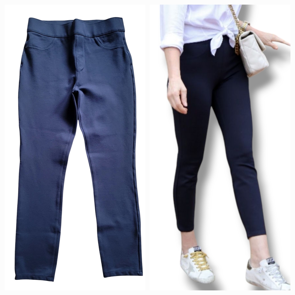 Spanx Classic The Perfect Pants Classic Navy Blue Thick Stretch Ponte Pants‎